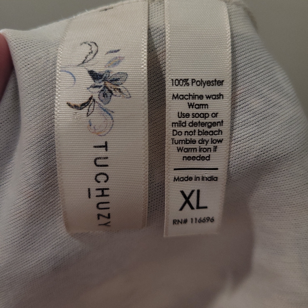 Tuchuzy Blue And White Floral Maxi Dress Long Pockets Xl — image 6 of 6